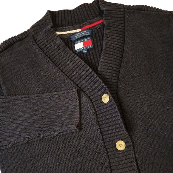 Tommy Hilfiger Chunky Ribbed-Knit Navy‎ Blue Cardigan size Medium - Picture 1 of 8